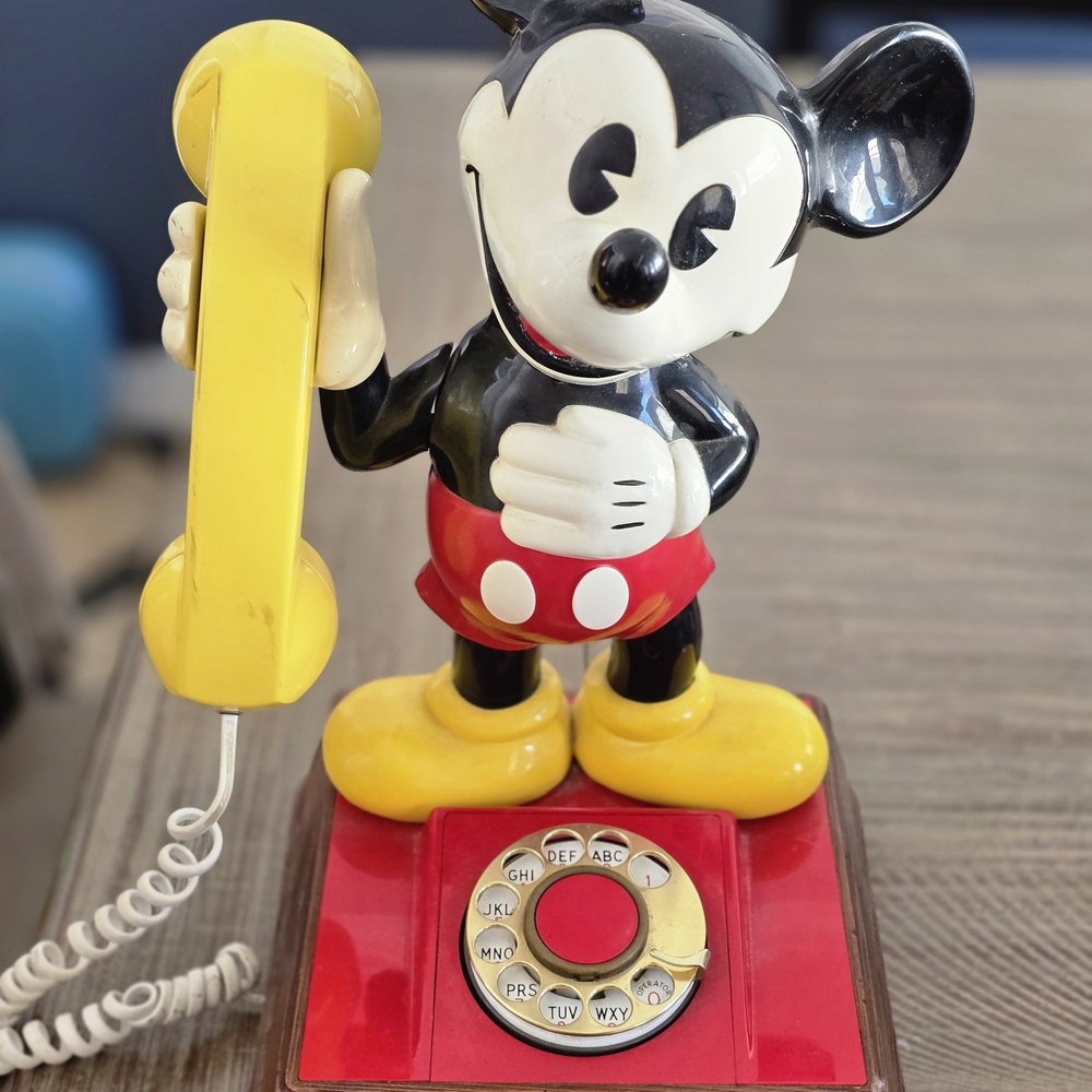 Vintage Character Rotary Phone - Yellow and Red